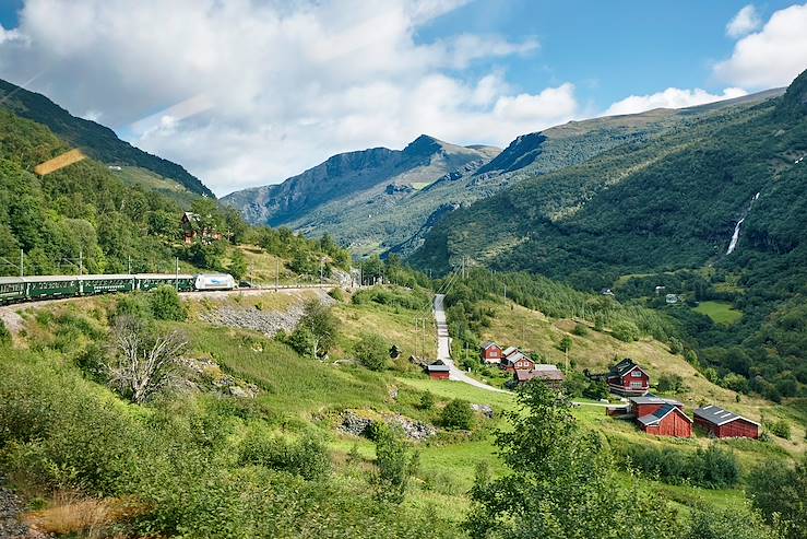 Train crossing forest and mountains - Sweden © Droits reservés